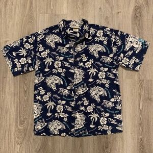 Walt Disney World Trader Mick's Island Hawaiian Button Up Shirt Size M